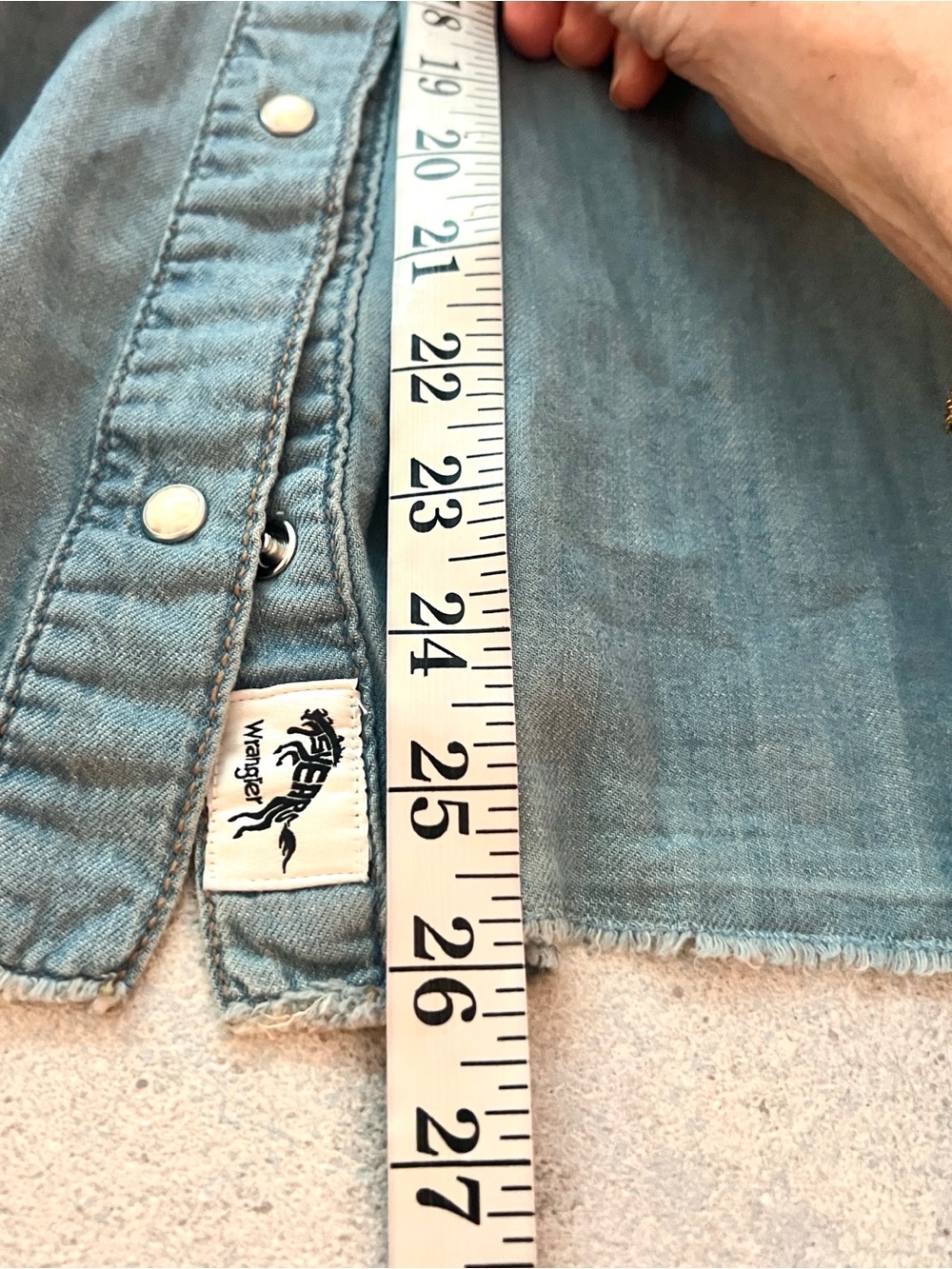 Wrangler Light Wash Denim Western Button-Down Shirt - Picture 10 of 11